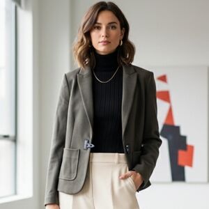 RW&CO. S Modern Contemporary Academia Corpcore Stretch Lining Twill Blazer